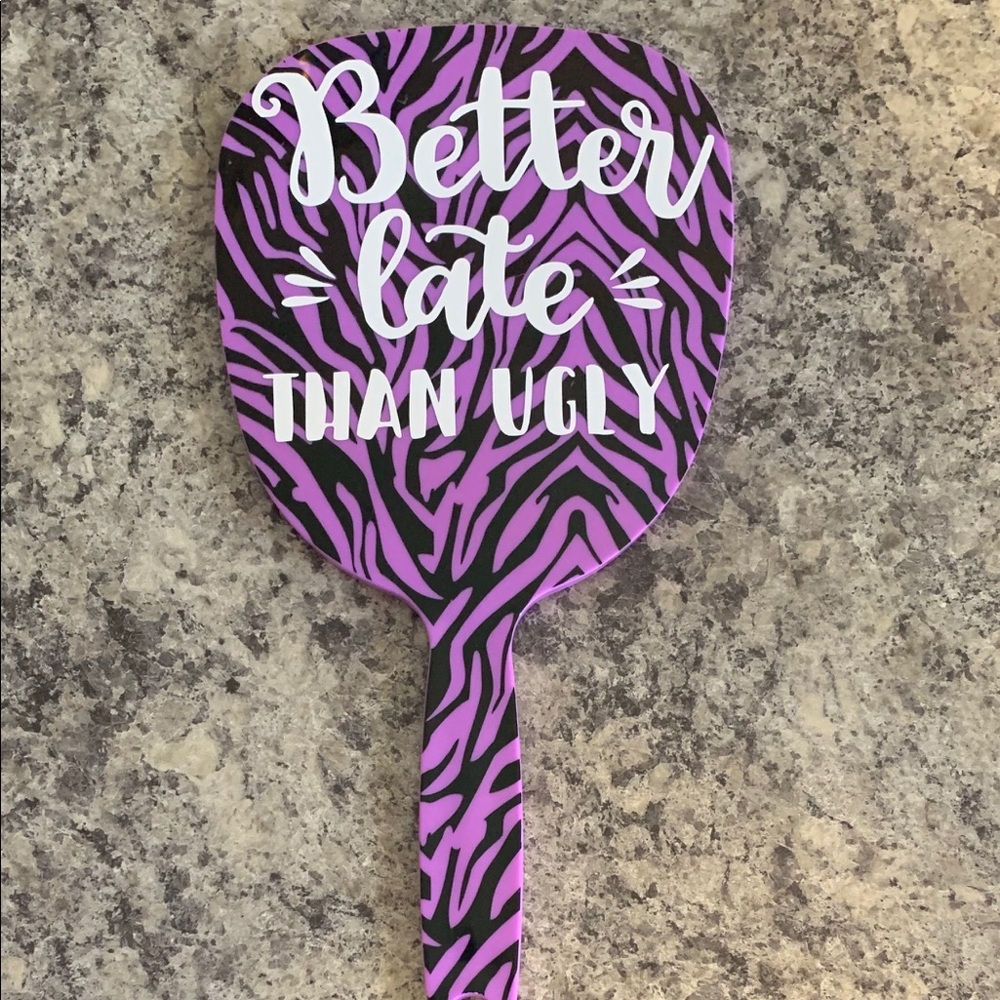 PURPLE ZEBRA STRIPED HAND MIRROR